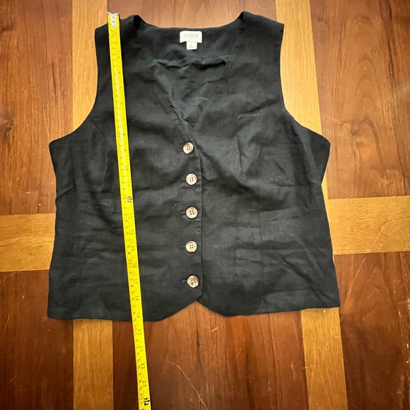 J Crew Linen Blend Button Up Black Vest Size 6 - Picture 6 of 7
